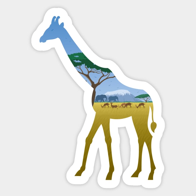 Giraffe Landscape Sticker by Malchev
